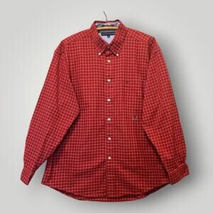 Tommy Hilfiger Plaid Button Down Men's XL Red Logo